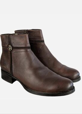 Lyard Pebbled Leather Side Zip Ankle Boot Brown Lisa Tummi Texas Size 7.5